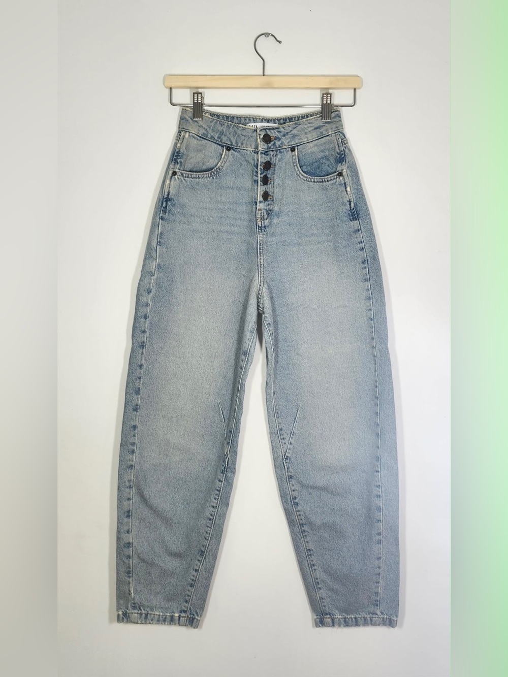 Zara Light Blue High Rise Mom Jeans